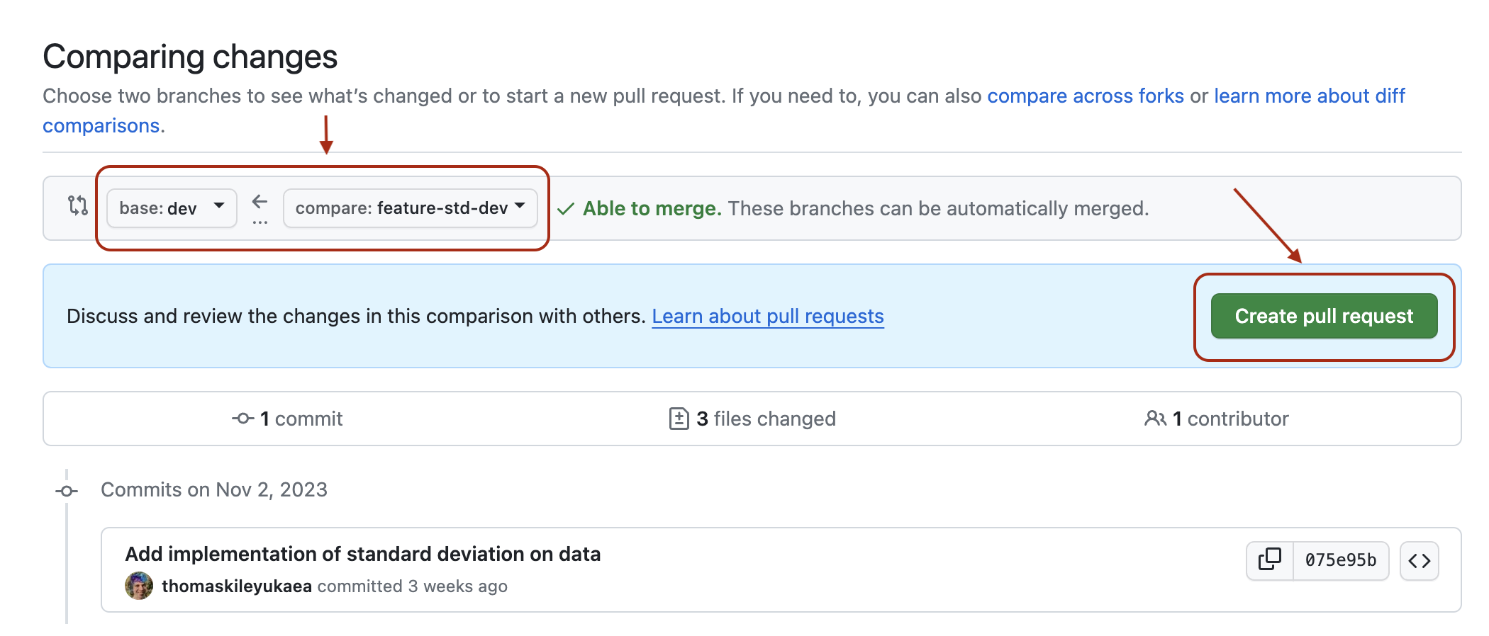 Creating a new pull request.