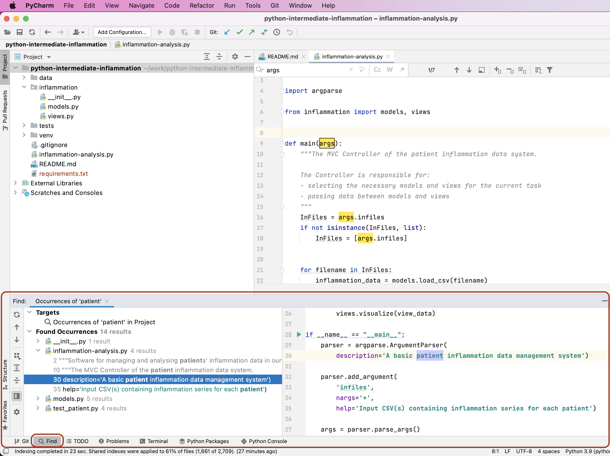 Code Search Functionality in PyCharm