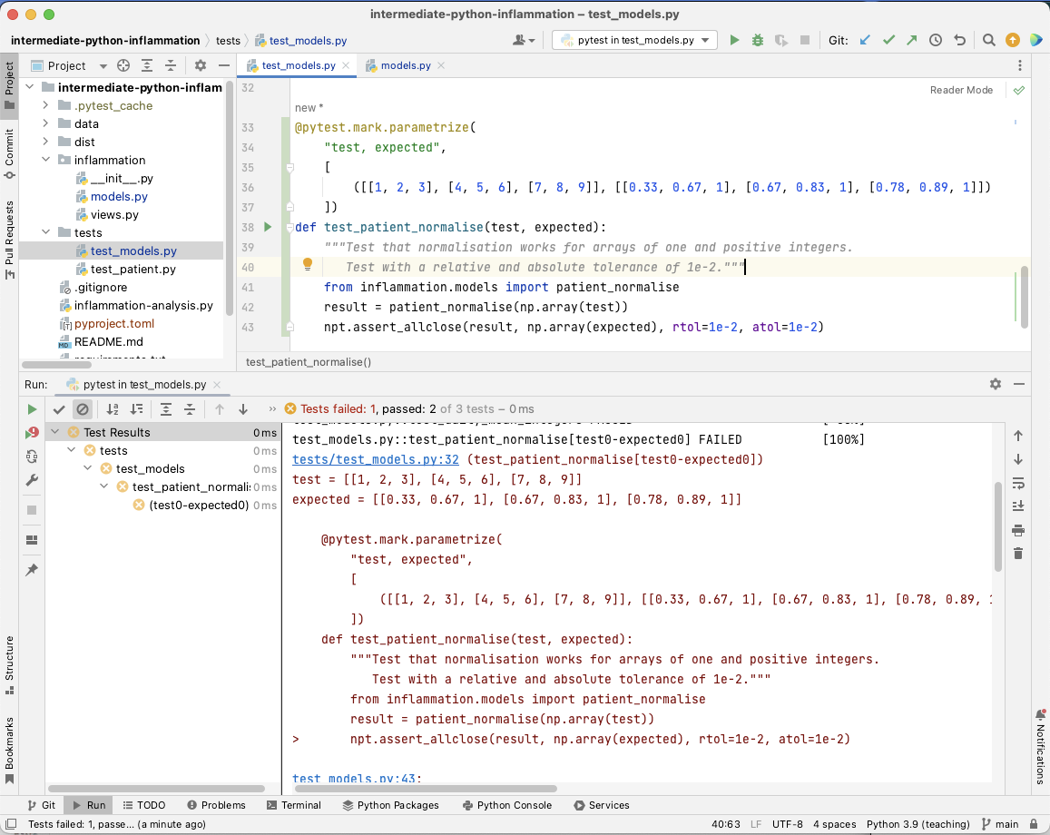 Running pytest in PyCharm