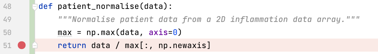 Setting a breakpoint in PyCharm